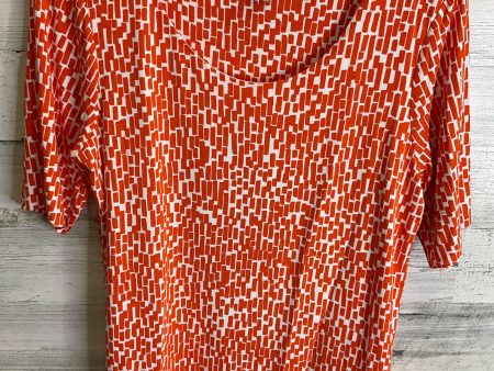 Top Short Sleeve By Chicos In Orange & White, Size: M on Sale