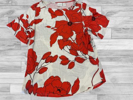 Top Short Sleeve By Chicos In Red & White, Size: 0 Online