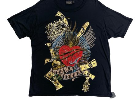 Top Short Sleeve Basic By Christian Audigier In Black & Gold, Size: Xxl Online Hot Sale