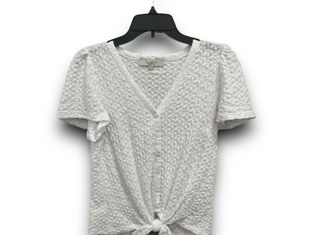 Top Short Sleeve By Loft In White, Size: Xs Online Hot Sale