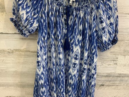 Top Short Sleeve By Joie In Blue & White, Size: S For Cheap