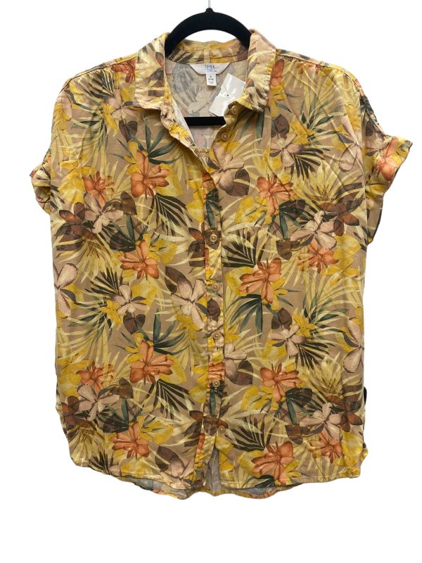 Top Short Sleeve By Time And Tru In Tropical Print, Size: S Online Hot Sale