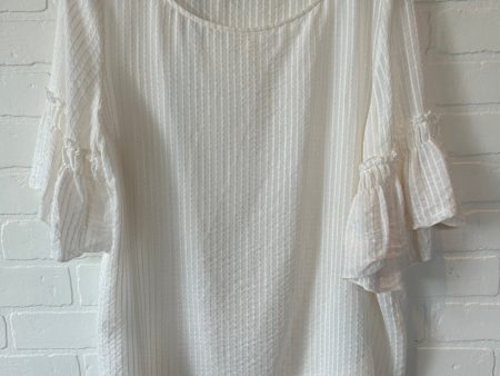 Top Short Sleeve By Ann Taylor In Cream, Size: L Online Hot Sale