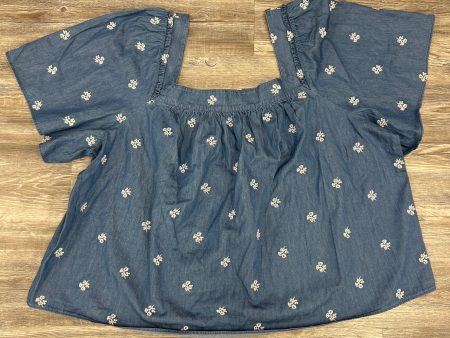 Top Short Sleeve By Draper James In Blue & White, Size: 2x Fashion