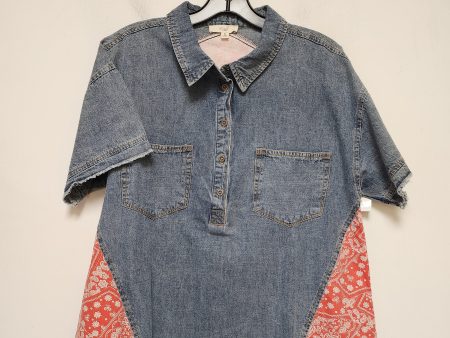 Top Short Sleeve By Easel In Blue Denim, Size: M Hot on Sale