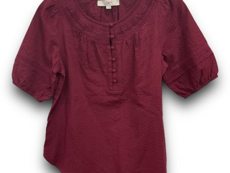 Top Short Sleeve By Loft In Purple, Size: Xs Hot on Sale