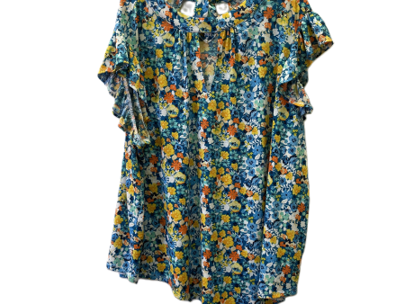 Top Short Sleeve By Cato In Floral Print, Size: 3x For Cheap