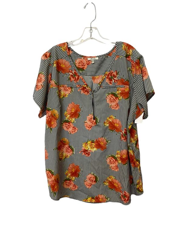 Floral Print Top Short Sleeve Mph, Size 3x For Cheap