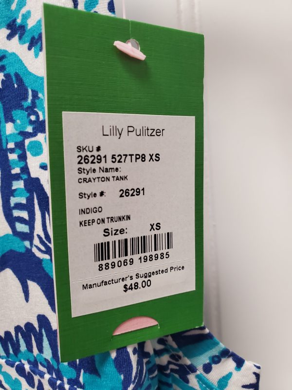 Top Sleeveless Designer By Lilly Pulitzer In Blue & White, Size: Xs Online now