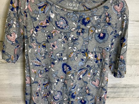 Top Short Sleeve By Loft In Blue & Grey, Size: L Cheap