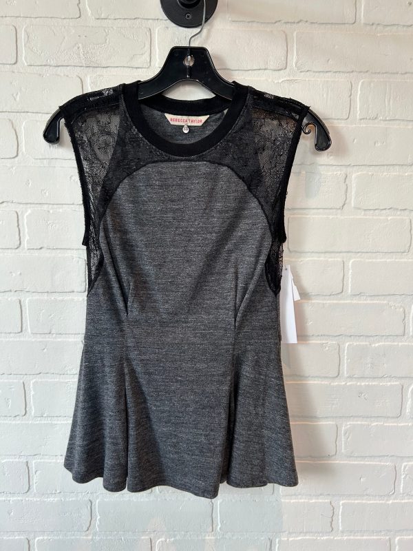 Top Short Sleeve By Rebecca Taylor In Black & Grey, Size: Xs Online Sale