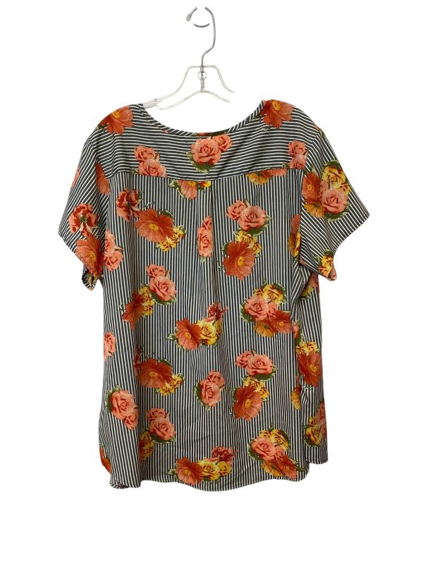 Floral Print Top Short Sleeve Mph, Size 3x For Cheap