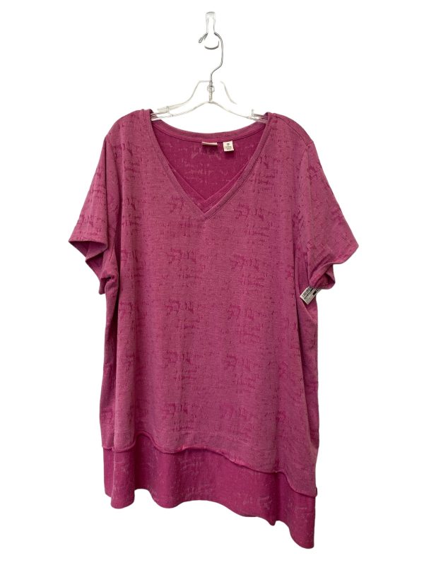 Pink Top Short Sleeve Basic West Bound, Size 3x Sale